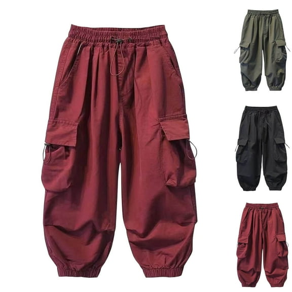 Fesfesfes Teenager Cargo Pants Solid Color Pants Teen Boys and Girls Street Pants with Pocket Loose Long Pants