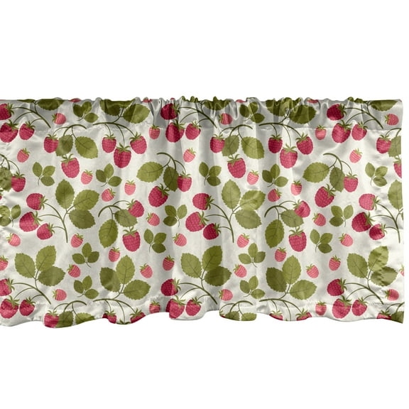 Ambesonne Berries Valance Pack of 2, Raspberries Botany Art, 54"X12", Pink Fawn
