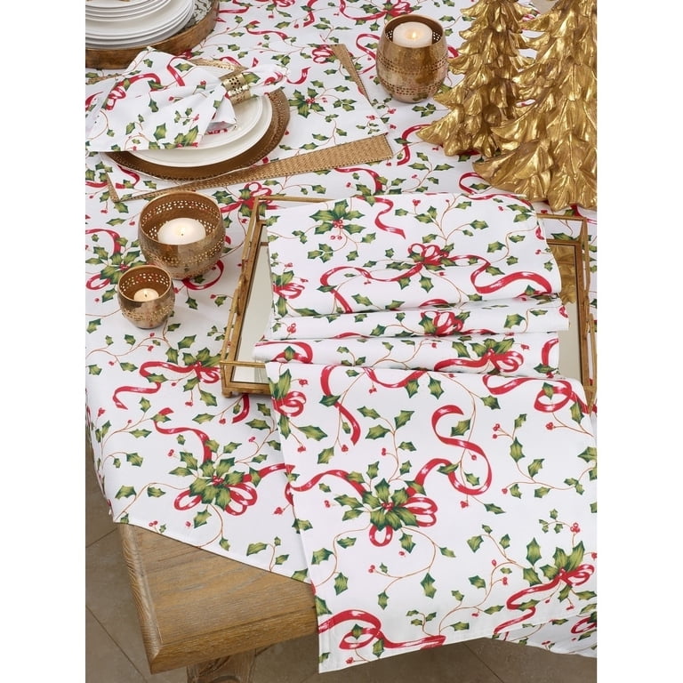 SARO LIFESTYLE Santa Monica Floral Tablecloth - 65x104 Inches, 100% Polyester