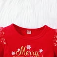thumbnail image 5 of Toddler Girls Christmas Long Sleeve Letter Print Party Dress with Headband Set Red 2-3 Years, 5 of 8