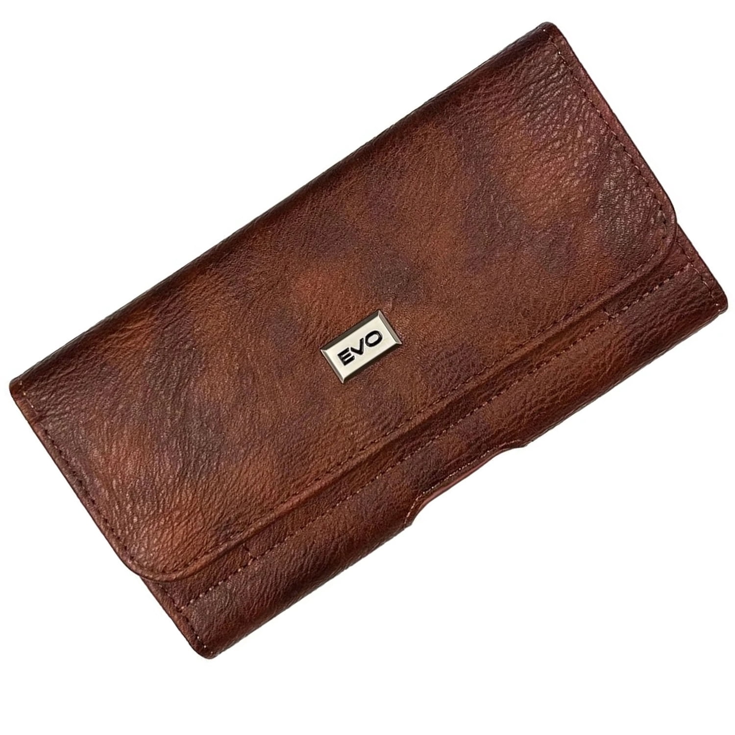 EVO 5.5" Leather Phone Sleeve with Horizontal Textured Pattern - Brown