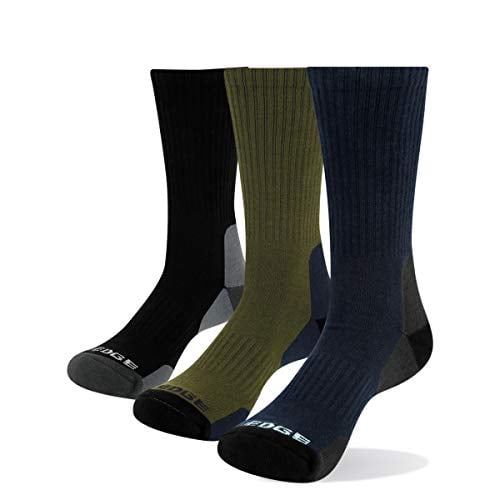 YUEDGE Mens Athletic Thermal Crew Walking Socks Breathable Wicking Performance Cotton Cushion Padded Reinforced Heels and Toes Boot Work Socks for Men 8 6-11 9-11 Size Uk 5 Multi Pack 