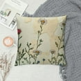 thumbnail image 2 of Spring Green Herbs Plant Leaf Floral Pillow Covers , Vintage Sage Green Wild Flowers Throw Pillow Cover Square Cushion Cover for Home Sofa Patio Bedroom Livingroom, 2 of 5
