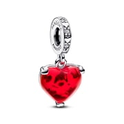 Pandora Disney Mickey & Minnie Mouse Kiss Red Murano Glass Dangle Charm