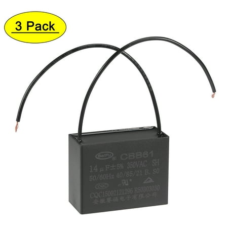 

Uxcell 14uF 350V AC 2 Wires CBB61 Ceiling Fan Capacitors 3 Pack