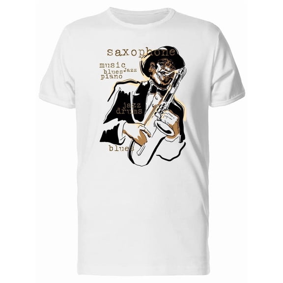 Saxophone Jazz Musician T-Shirt Men -Image by Shutterstock, Male Large