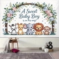 thumbnail image 3 of Safari Baby Shower Backdrop A Sweet Baby Boy is On His Way Photography Background Jungle Animals Blue Pink Arch Baby Shower Party Decorations Banner Supplies Photo Booth Props, 3 of 7