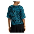 thumbnail image 2 of ALFANI Womens Black Glitter Elbow Puff Sleeves Printed Short Sleeve Jewel Neck Top M, 2 of 4