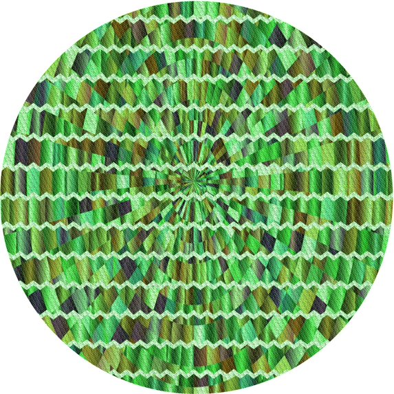 Ahgly Company Machine Washable Indoor Round Transitional Green Area Rugs, 3' Round
