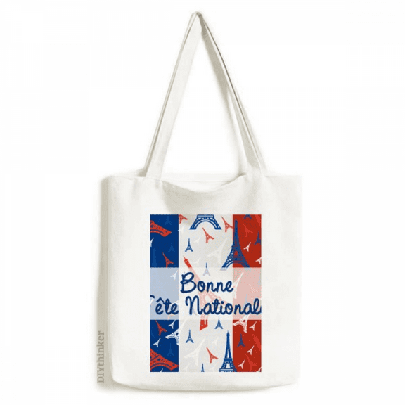 Celebration Eiffel Tower France Landmark Tote Canvas Bag Shopping Satchel Casual Handbag