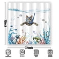 thumbnail image 3 of Shower Curtain Set Teal Blue Sea Ocean Waterproof Fabric Funny Cat Shower Curtains Bathroom Curtain Decor (Blue, 72"× 72"), 3 of 7