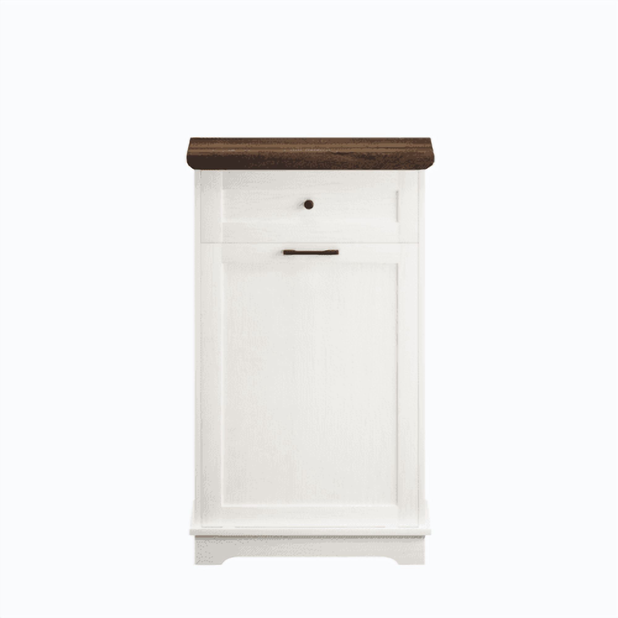 10 Gallon Tilt Out Trash Cabinet, Freestanding Wooden Garbage Recycling Bin with Hideaway Drawer, Pet Proof Trash Can Holder for Kitchen Living Room, Antique White (Trash Can Not Included)