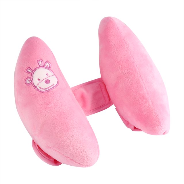 Almohada para asiento de coche Nikou con soporte para cabeza y cuello para niños pequeños rosa