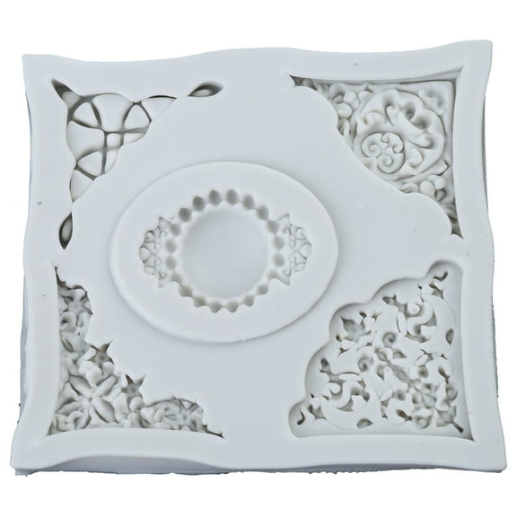 BYNNIX Washable Lace Embossed SoftMold Fondant Mould for Cake Decorating Candy Chocolate Baking Summer Party Supplies Non Toxic