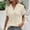 Beige, variant on Women's V-Neck Short Sleeve Jacquard Blouse, Casual Eyelet Knit Top for Summer