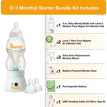 Baby Blendy Anti-Colic Baby Bottles Mixer for Formula (0-3 Months) 8oz, 1pk