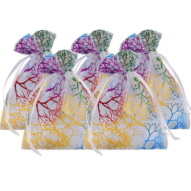 EeaseMX 20 bolsitas de organza con cordón para joyería, regalos de fiesta, bodas, cumpleaños y Navidad.