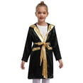 thumbnail image 3 of TiaoBug Kids Boys 3Pcs Boxing Satin Hooded Boxing Robes with Boxer Shorts Punching Sparring Gloves Set Black&Gold 6, 3 of 5