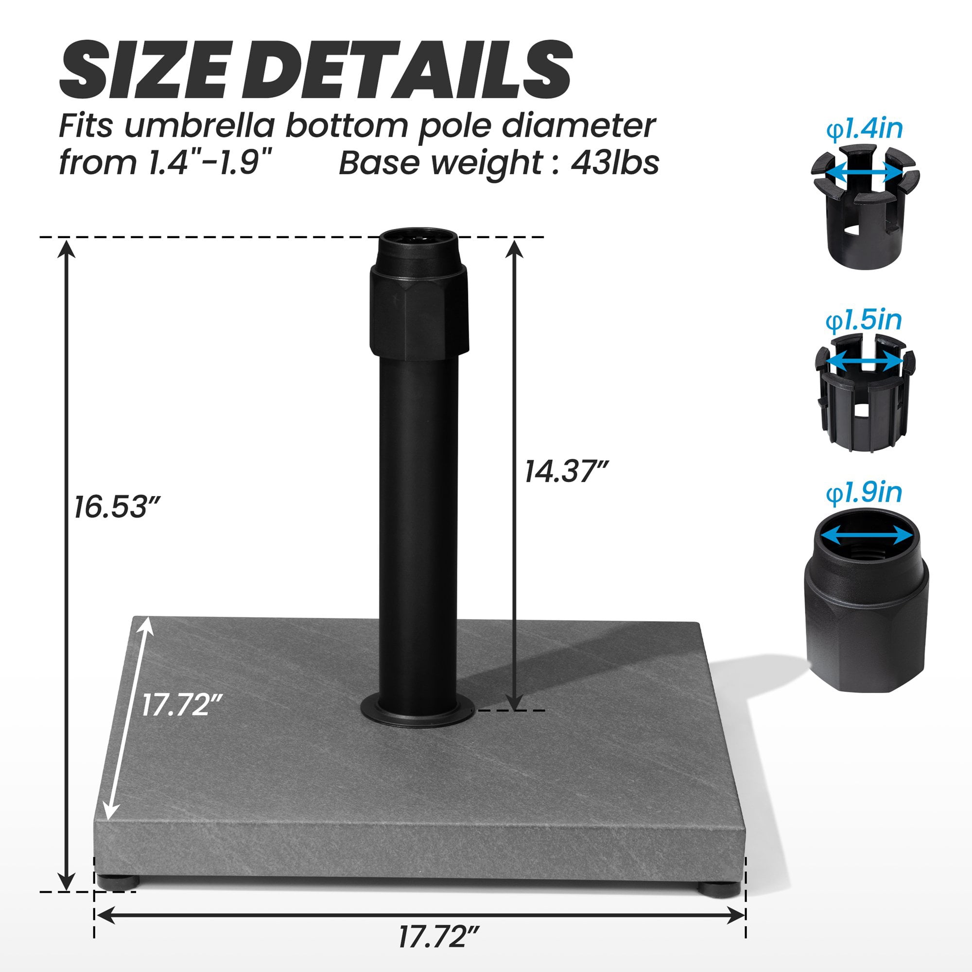 Crestlive Products 45 LBS Patio Umbrella Base Heavy Duty Outdoor Patio Market Umbrella Stand, Gray