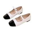 thumbnail image 4 of Xfvqtps Womens Mary Jane Flats Two Tone Design Round Toe Ballet Shoes with Bow Detail Comfortable Casual Footwear White, 4 of 9