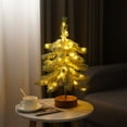 thumbnail image 7 of Neoyler Christmas Tree Lights Indoor Artificial Lighted Snowy Tabletop Decor for Desk Centerpieces with Led Night Lamp Suit Gift for Friends and Family 16.9x5.1x5.1in Green, 7 of 7
