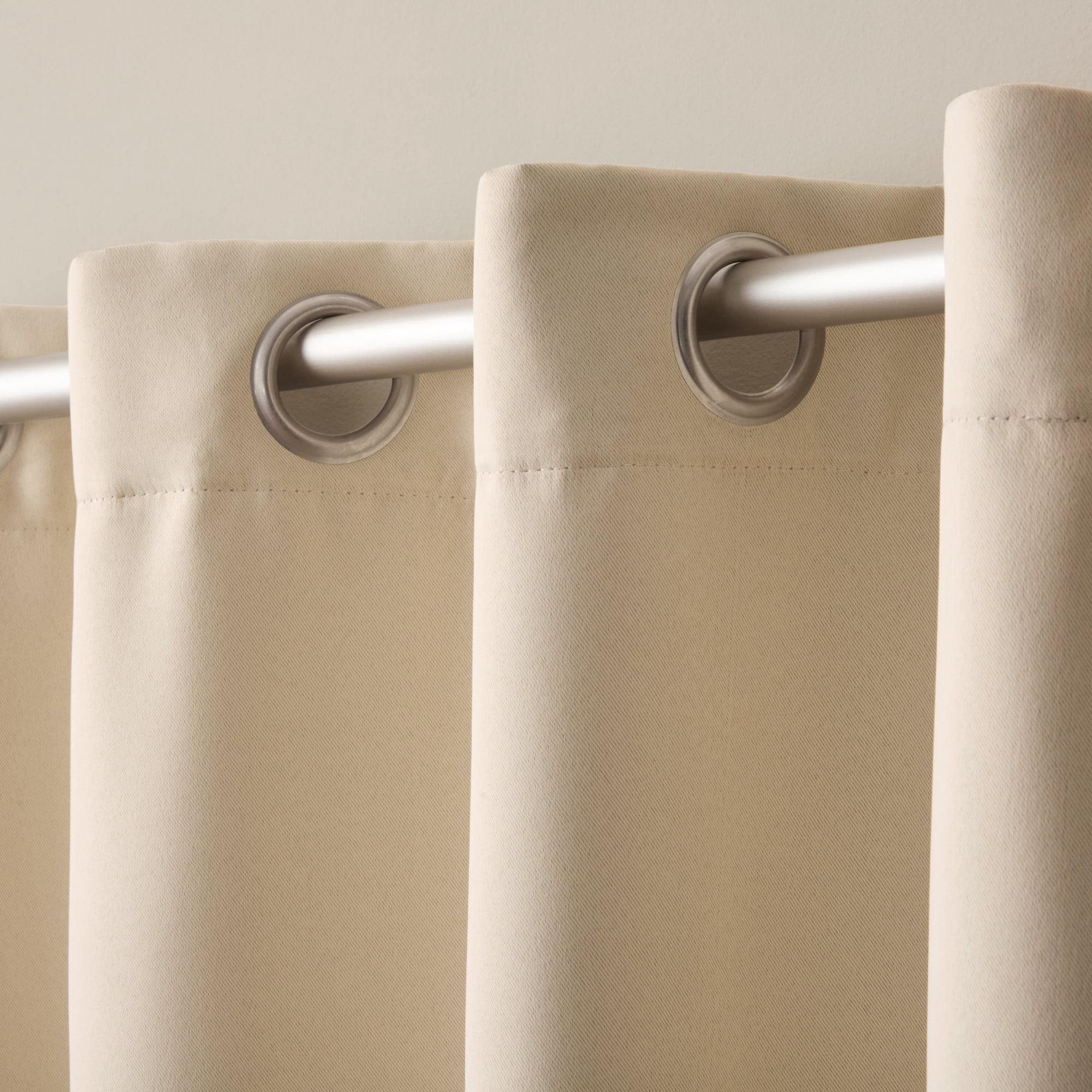 TOWN & COUNTRY LUXE Oslo Double Layer Indoor Curtains, Room Darkening and Sheer, Grommet Top, Energy Efficient, 2-Pack Set, 52"x96", Beige