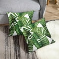 thumbnail image 3 of Set of 2 Palm Leaf Throw Pillow Covers Tropical Artistic Vintage Green Decorative Pillow Cases Home Decor Standard Square 20x20 Inches Summer White Pillowcases, 3 of 5