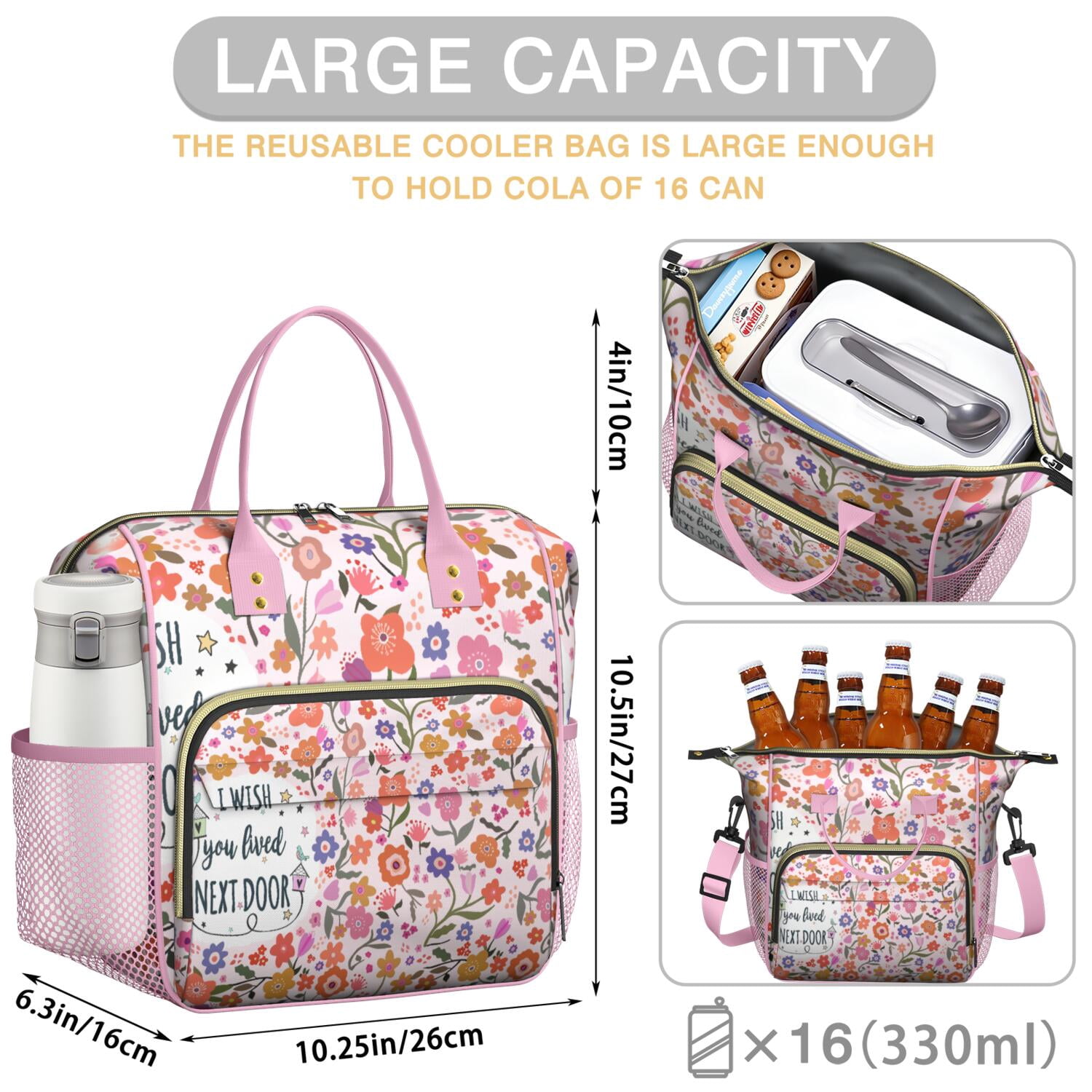 Retro Style Large Lunch Box for Women, Boho Chic Leakproof Tote with Artistic Aesthetic, Dual Insulated Compartments for Teachers, Travel, or Gym