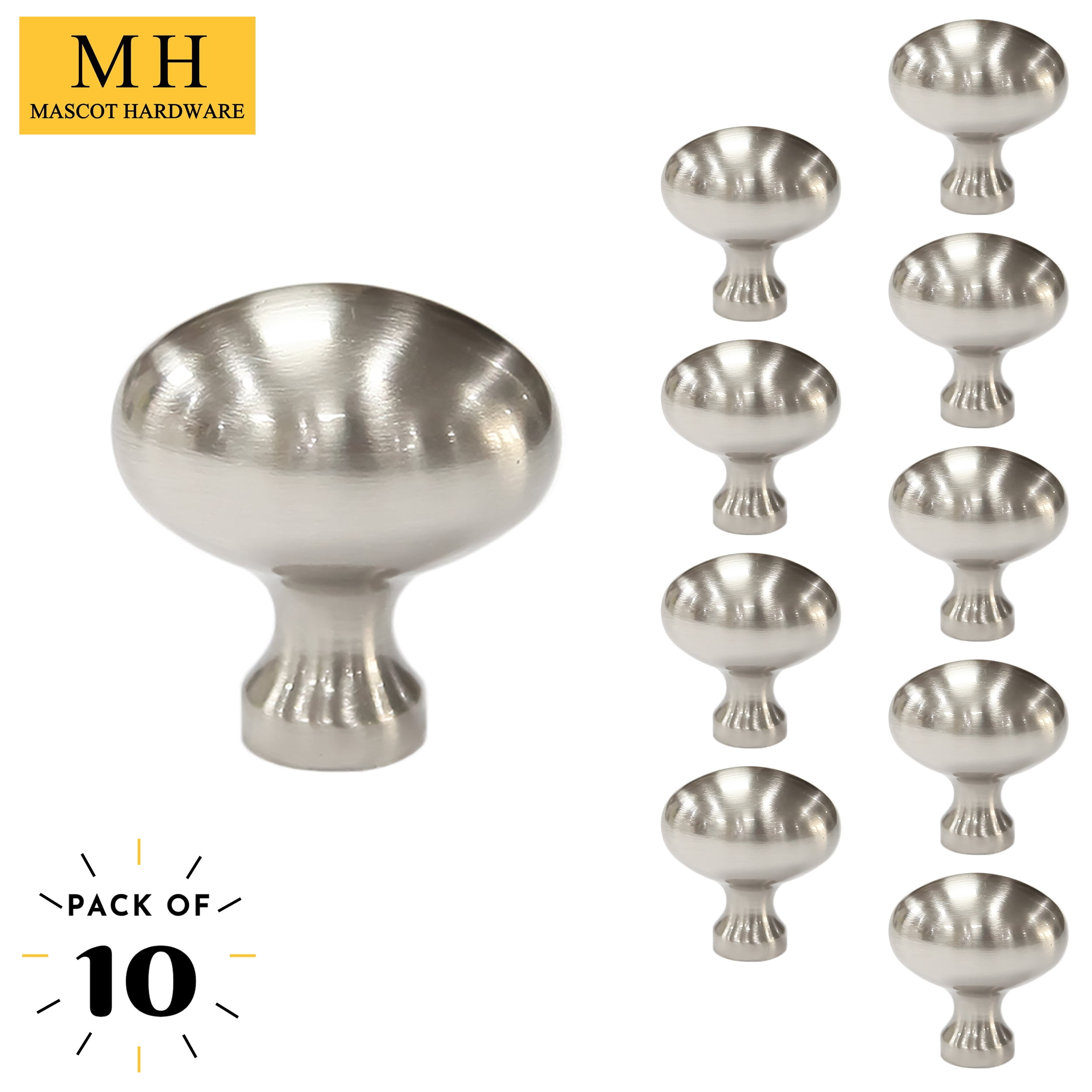 Pack of 10 7/8" Length Oval Knob Round Knobs Drawer Knobs