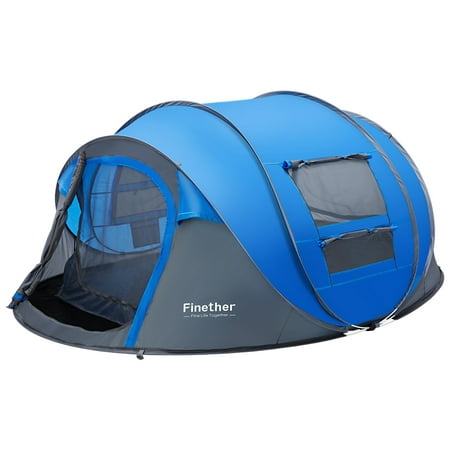 Finether 5-Person Pop Up Tent Outdoor Ultralight Waterproof Family Tent All Season Camping Shelter with Carrying Bag for Camping Hiking Traveling Park (Best Family Tents For Bad Weather)
