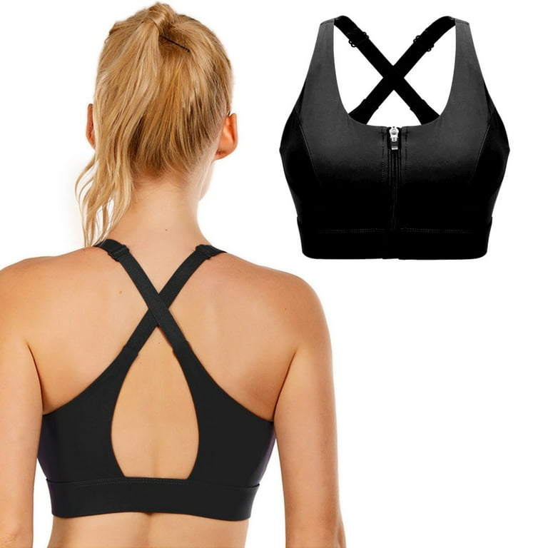 Bodychum Zipper Sports Bras for Women Secure Quick-Dry Tech Unique Drop-shaped  open-back for Workout Running Gym Yoga 