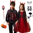 thumbnail image 2 of Vestido de vampiro para niñas y niños, disfraz de novia fantasma, gótico, vampiro, diablo, murciélago, para Halloween, ropa de carnaval vampírica, 2 of 5