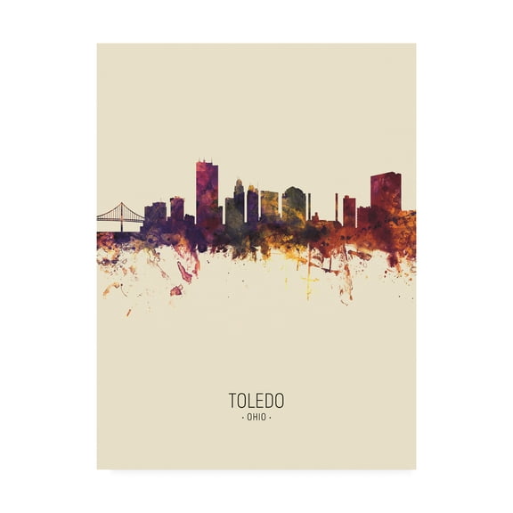 Trademark Fine Art 'Toledo Ohio Skyline Portrait III' Canvas Art by Michael Tompsett