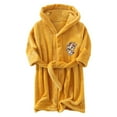 thumbnail image 1 of PMVFHDE Pyjamas Mignons pour Enfants, Débarbouillette à Manches Longues avec Capuche et Poches, Robe Chaude, Peignoir Jaune, 4-5 Ans, 1 of 3