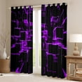 thumbnail image 2 of Erosebridal Purple Plaid Curtains and Drapes (38Wx54L),Futuristic Cubes 30%-50% Blackout Curtains for Bedroom,Curtains for Living Room,Buffalo Decoration, 2 of 6
