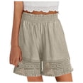 thumbnail image 1 of Shorts Taille Haute en Coton Lin Couleur Unie pour Femmes Polyester Décontracté pour Usage Quotidien, 1 of 6