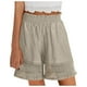 thumbnail image 1 of Pantalones cortos de cintura alta con encaje y pierna ancha para mujer - Informal/mezcla de lino, verano/salidas, 1 of 7