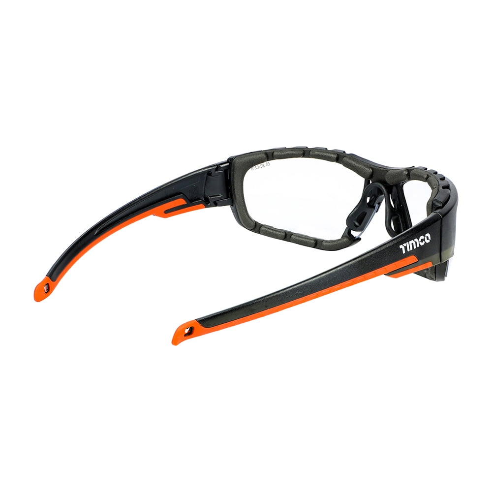 Timco - Sports Style Safety Glasses - With Foam Dust Guard - Clear (Size One Size - 1 Each)