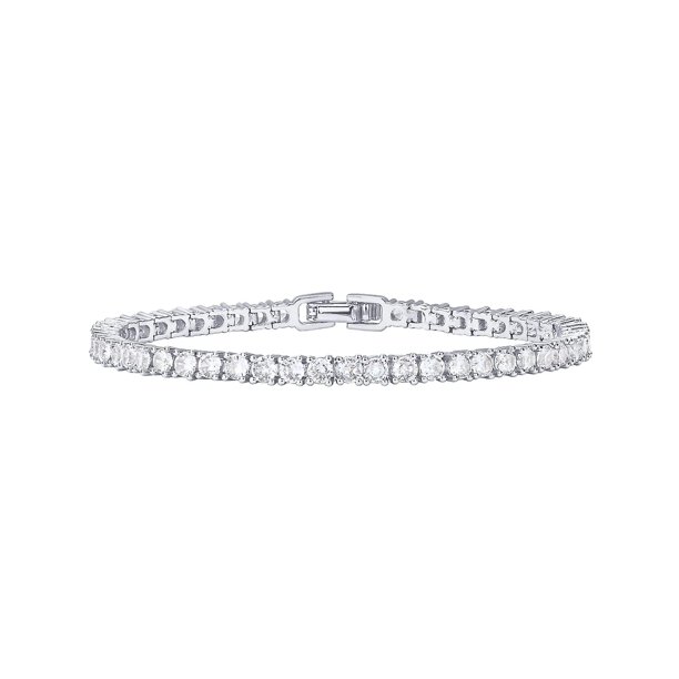 Pulsera clásica de tenis con circonita cúbica de 3 mm chapada en oro de 14 k