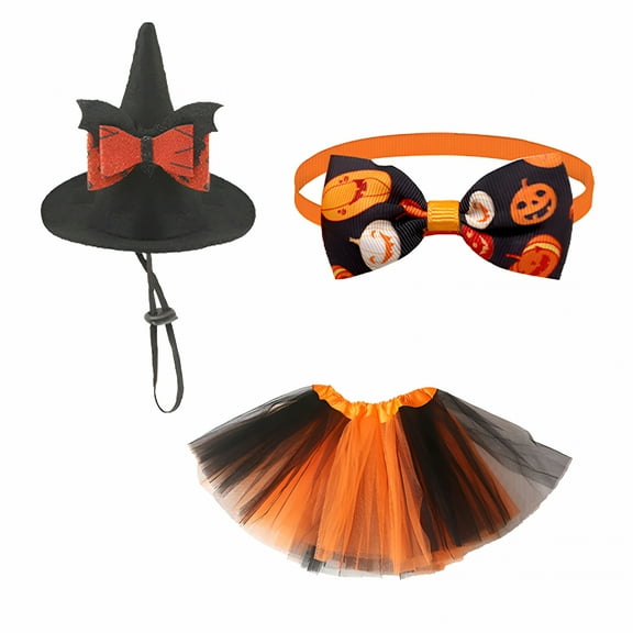 LAMIRO Goose Outfits Halloween Porch Goose Clothes with Witch Hat Bowtie and Tutu Skirt for 23-Inch Lawn Goose Statue