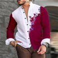 thumbnail image 1 of Camisas de hombre con patrones creativos y estampados florales, camisas de manga larga, suaves y cómodas, blusas casuales para exteriores para hombre, 1 of 6