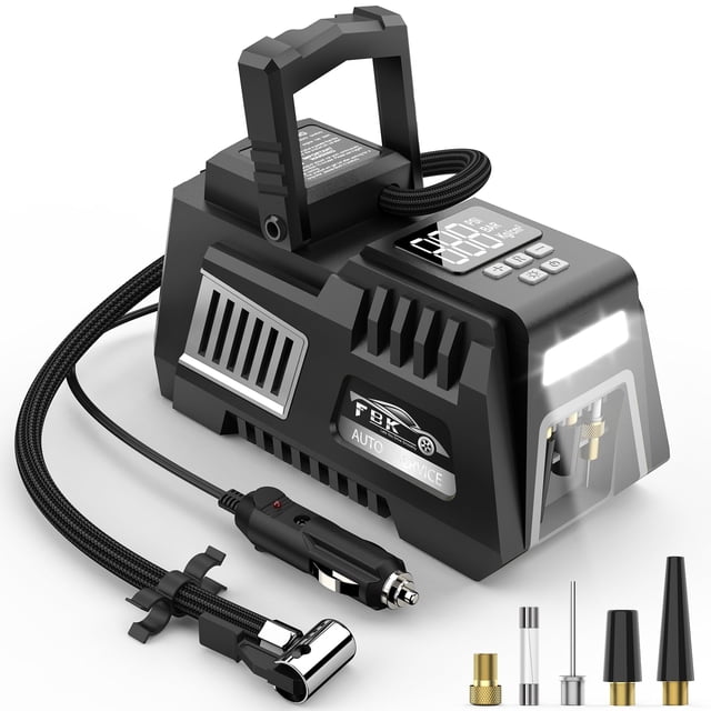 Compresor de aire digital para inflar neumáticos de 12 V DC con accesorios