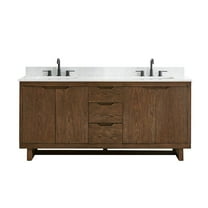 Altair-13 72" Double Bathroom Vanity in Brown Brushed Oak with Grain White
