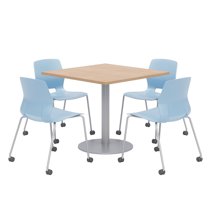 Olio Designs Maple Square 42in Lola Dining Set - Sky Blue Caster Chairs