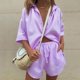thumbnail image 2 of Sunloudy, conjunto informal de 2 piezas para mujer, camisa de manga larga con botones y pantalones cortos con cintura elástica, ropa de calle Y2kB Sunloudy S M L XL, 2 of 8