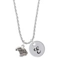 thumbnail image 1 of Delight Jewelry Silvertone Small Falcon - Mascot Silvertone Script Initial Disc - E - Charm Necklace, 20"+3", 1 of 4