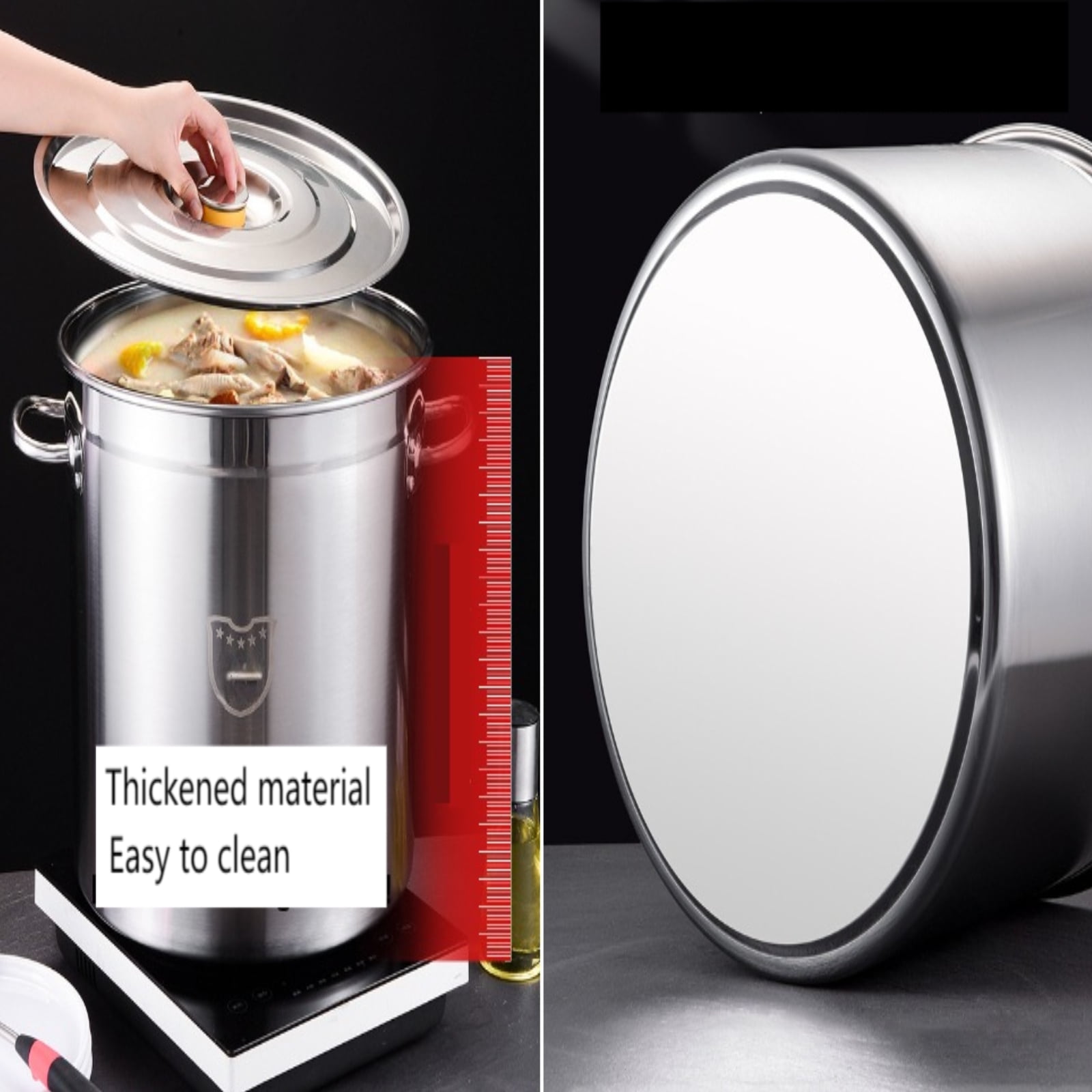  Stock Pot, 316 Stainless Steel Soup Pot/nonstick Cooking Pot  with Lid, (20/24cm) for Gas Stove/induction Cooker (Size : 24cm): Home &  Kitchen