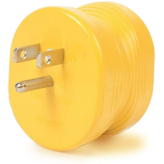 Camco PowerGrip Electrical Adapter 55223 - 30 Amp to 15 Amp Camper Plug - Yellow