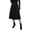 Black, variant on Women's Faux Suede Midi Skirt High Waist Elastic Back A Line Flared Skirt with Zipper Wine L