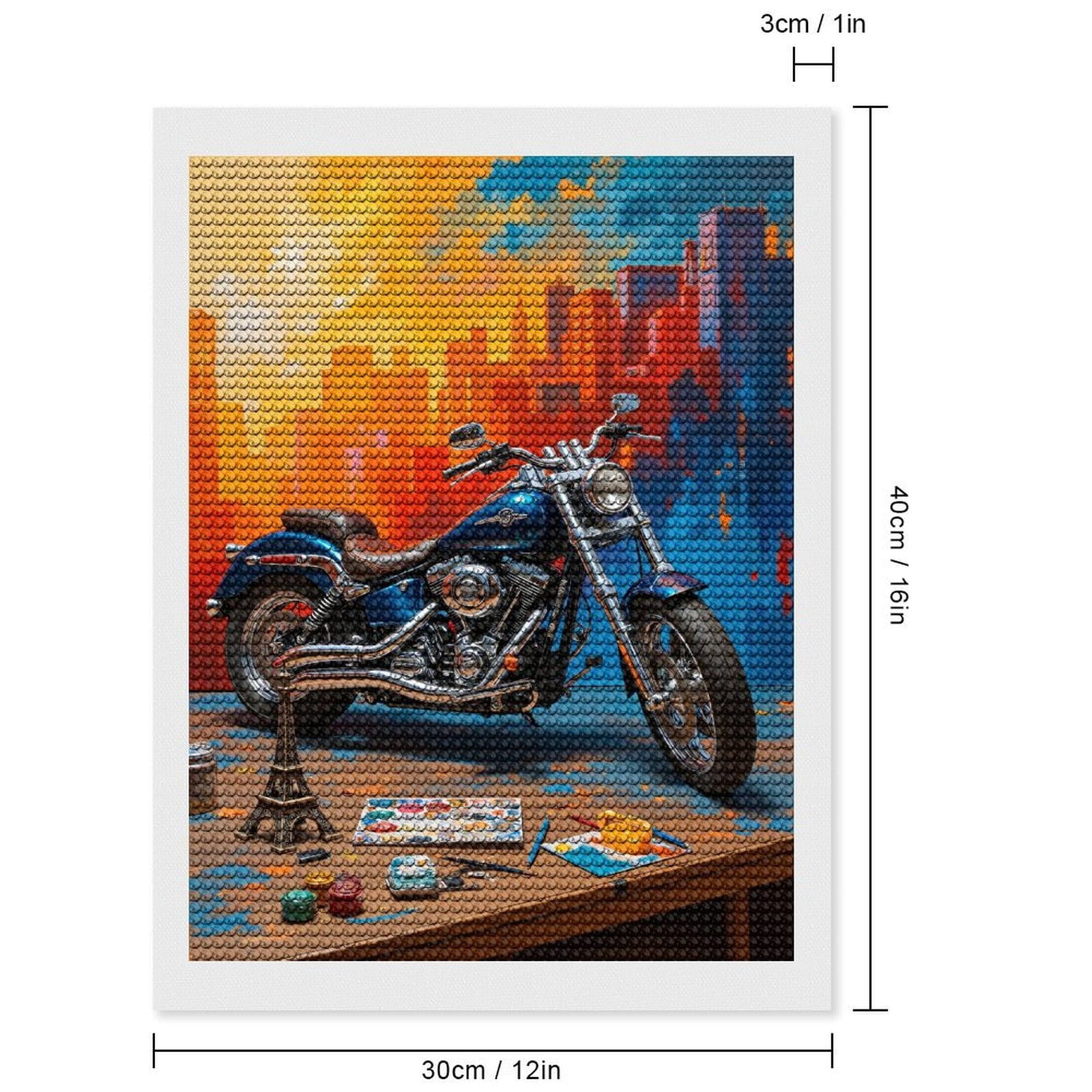 Diamond Art Kits for Adults - Motorcycle Art Urban Painting Supplies 5d Diamond Painting for Adults, Diamond Art for Adults Beginners, Frameless Diamond Painting Kits for Adults for Home Wall Decor